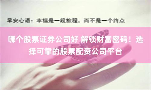 哪个股票证券公司好 解锁财富密码！选择可靠的股票配资公司平台